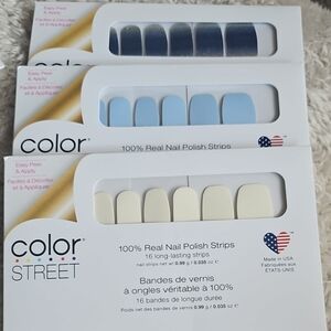 Color Street Nail Strips - Deep Blue, Light Blue, Soft Cream